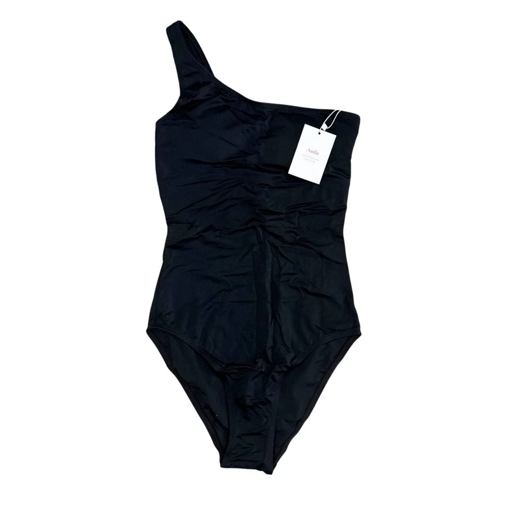 Andie Nantucket Women S Tall 1 Piece Swimsuit‎ Black A0171 NWT One Shoulder 9558